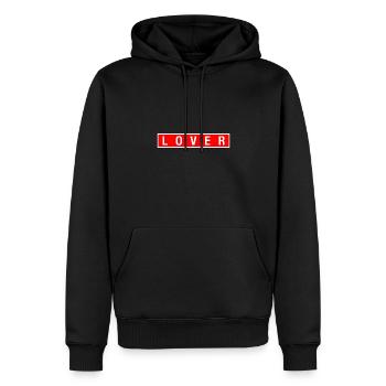 Lover (White/Red) - Men’s Premium Organic Hoodie - black - Front - Nico (187cm)