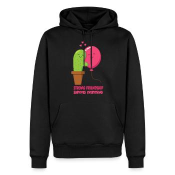 Cactus and balloon - friends - friendship - love - Men’s Premium Organic Hoodie - black - Front - Nico (187cm)