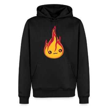 gesicht suess niedlich klein comic cartoon feuer f - Männer Premium Bio Hoodie - Schwarz - Vorne - Nico (187cm)