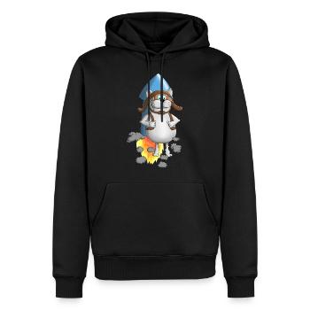 Nouveau départ - Rocket - Comic - Sweat à capuche Premium bio Homme - noir - Devant - Nico (187cm)
