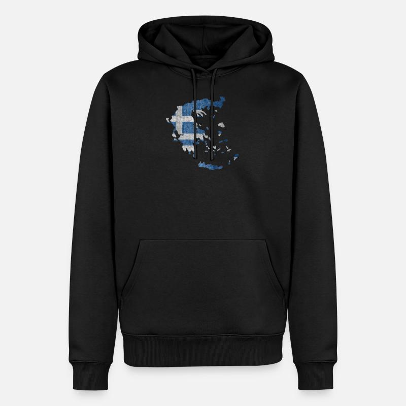 Grèce - drapeau grec - Sweat à capuche Premium bio Homme - noir