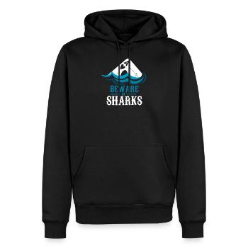 Attention Sharks Poker Strong Gift - Men’s Premium Organic Hoodie - black - Front - Nico (187cm)