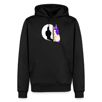 lustiges Freches Einhorn Schatten Mittelfinger - Männer Premium Bio Hoodie - Schwarz - Vorne - Nico (187cm)