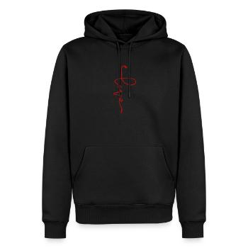 L'amour - Sweat à capuche Premium bio Homme - noir - Devant - Nico (187cm)