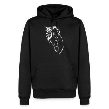 Cheval avec un sifflet - Sweat à capuche Premium bio Homme - noir - Devant - Nico (187cm)