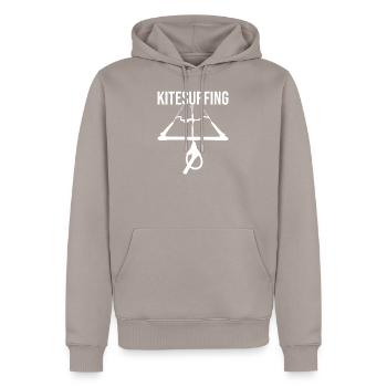 Kitesurfing - Männer Premium Bio Hoodie - Taupe - Vorne - Nico (187cm)