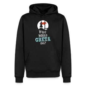 Que ferait Greta? - Édition White Superhero - Sweat à capuche Premium bio Homme - noir - Devant - Nico (187cm)