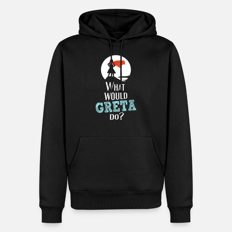 What would Greta do? - White Superhero Edition - Männer Premium Bio Hoodie - Schwarz