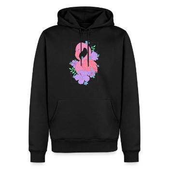 Flamingo Blumen Flower - Männer Premium Bio Hoodie - Schwarz - Vorne - Nico (187cm)