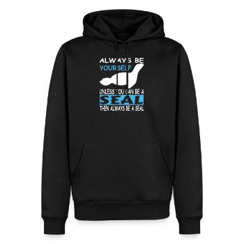 Robbe Seehund Mädchen Geschenk Hundsrobbe Junge - Männer Premium Bio Hoodie - Schwarz - Vorne - Nico (187cm)