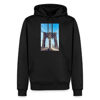 Pont de Brooklyn à New York - Sweat à capuche Premium bio Homme - noir - Devant - Nico (187cm)