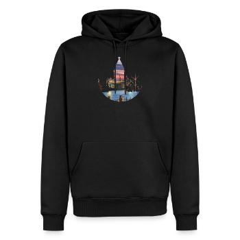 Hamburg - Men’s Premium Organic Hoodie - black - Front - Nico (187cm)