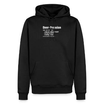 Chevreuil Pression Cadeaux de chasse Drôle de chasse - Sweat à capuche Premium bio Homme - noir - Devant - Nico (187cm)