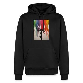 Bunter Regen - Männer Premium Bio Hoodie - Schwarz - Vorne - Nico (187cm)