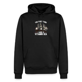 The Only Cure I Need Is Vitamin Sea Motif for - Men’s Premium Organic Hoodie - black - Front - Nico (187cm)
