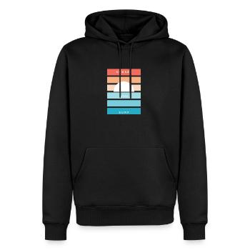 t-shirt sunset et surf cadeau anniversaire - Sweat à capuche Premium bio Homme - noir - Devant - Nico (187cm)