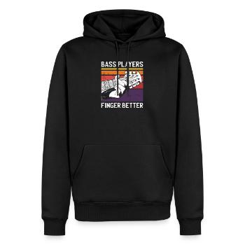 Bass Players Finger Better motif for one - Men’s Premium Organic Hoodie - black - Front - Nico (187cm)