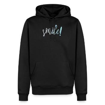 Lächeln! Motivation Ziele Positivität - Männer Premium Bio Hoodie - Schwarz - Vorne - Nico (187cm)