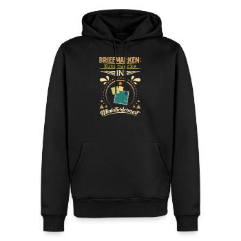 Briefmarken | Philatelie - Männer Premium Bio Hoodie - Schwarz - Vorne - Nico (187cm)