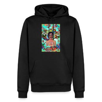 charly et graffitis - Sweat à capuche Premium bio Homme - noir - Devant - Nico (187cm)