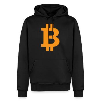 BITCOIN Logo - Männer Premium Bio Hoodie - Schwarz - Vorne - Nico (187cm)