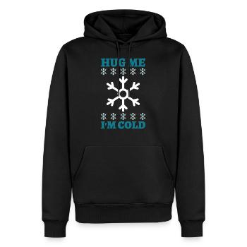 hug me i cold embrasse moi je suis froid neige - Sweat à capuche Premium bio Homme - noir - Devant - Nico (187cm)