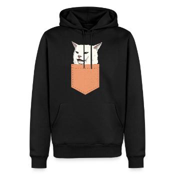 Woman Yelling At Cat Meme Drôle Chat Smudge - Sweat à capuche Premium bio Homme - noir - Devant - Nico (187cm)