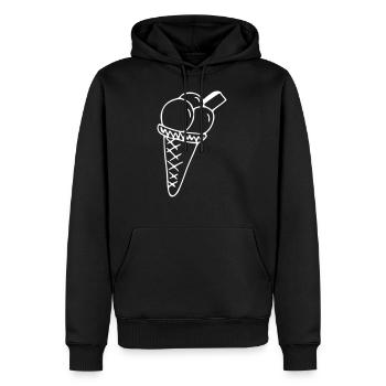 Eis Emoji Sticker Skizze weiß - Männer Premium Bio Hoodie - Schwarz - Vorne - Nico (187cm)