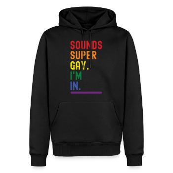 Sounds Super Gay I’m In Rainbow LGTB Equality Love - Sweat à capuche Premium bio Homme - noir - Devant - Nico (187cm)