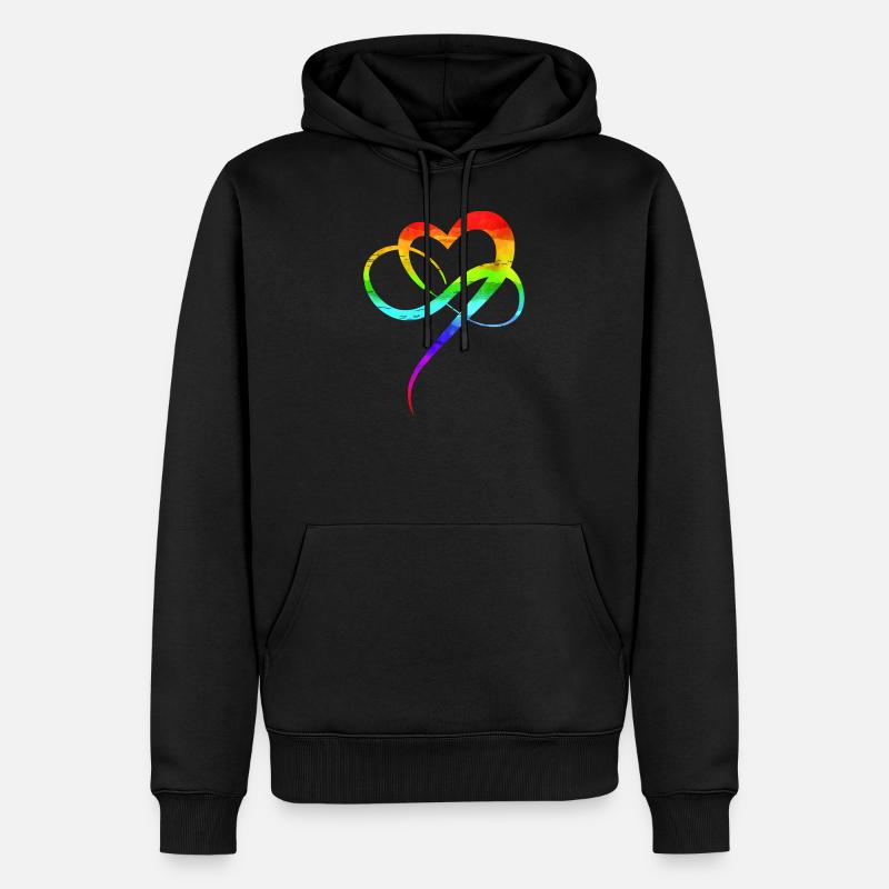 Homo Liebe CSD Regenbogen Herz Polygamie IDAHOBIT - Männer Premium Bio Hoodie - Schwarz