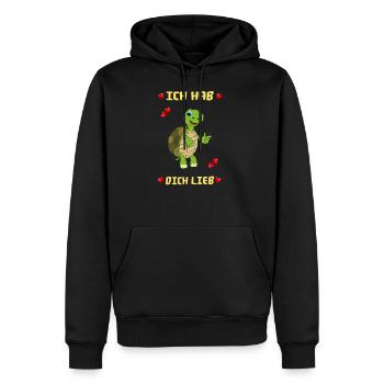 Baby Land Schildkröte meint: Ich hab dich lieb - Männer Premium Bio Hoodie - Schwarz - Vorne - Nico (187cm)