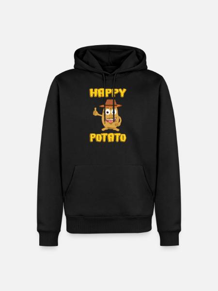 Glad kartoffel - Glückliche Kartoffel - Herre Premium økologisk hoodie - sort