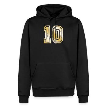 10 Zahl Gold - Männer Premium Bio Hoodie - Schwarz - Vorne - Nico (187cm)