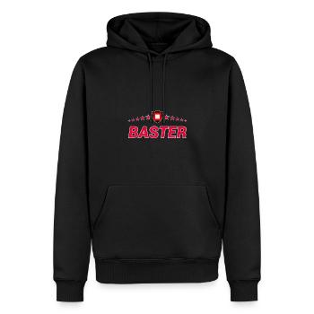Baster - Männer Premium Bio Hoodie - Schwarz - Vorne - Nico (187cm)