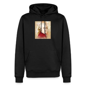 Wolfgang Amadeus Mozart im Aquarell Stil - Männer Premium Bio Hoodie - Schwarz - Vorne - Nico (187cm)