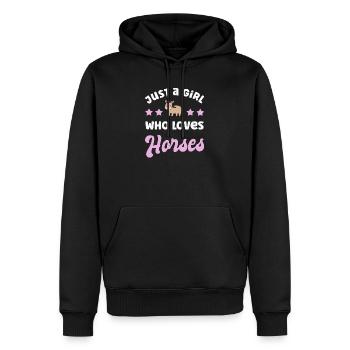 Cheval chevaux - Sweat à capuche Premium bio Homme - noir - Devant - Nico (187cm)