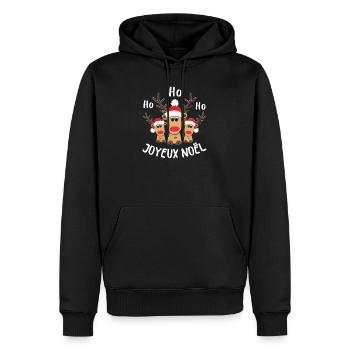 3 Weihnachten Rennes Ho Ho Frohe Weihnachten - Männer Premium Bio Hoodie - Schwarz - Vorne - Nico (187cm)