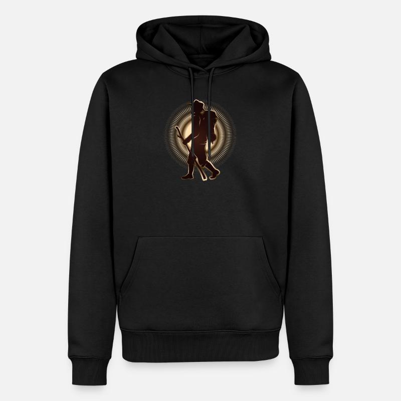 Pèlerin ou randonneur avec bâton de marche et sac à dos - Sweat à capuche Premium bio Homme - noir