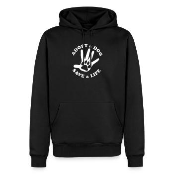 Adopte un chien sauve une vie - Sweat à capuche Premium bio Homme - noir - Devant - Nico (187cm)