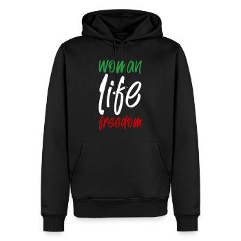 Liberté de vie de femme - Sweat à capuche Premium bio Homme - noir - Devant - Nico (187cm)