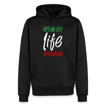 Liberté de vie des femmes - Sweat à capuche Premium bio Homme - noir - Devant - Nico (187cm)
