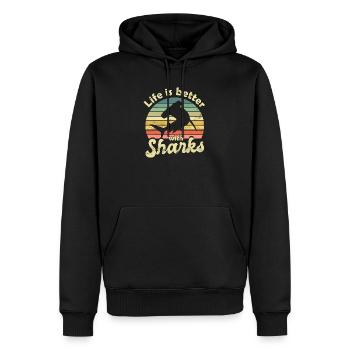 Hai Hammerhai - Männer Premium Bio Hoodie - Schwarz - Vorne - Nico (187cm)