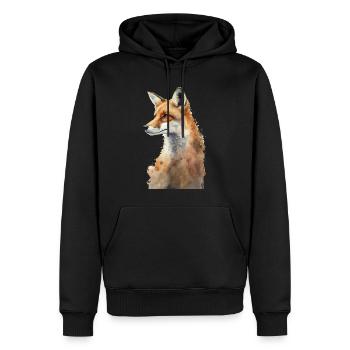 Fox Portrait Watercolors - Men’s Premium Organic Hoodie - black - Front - Nico (187cm)
