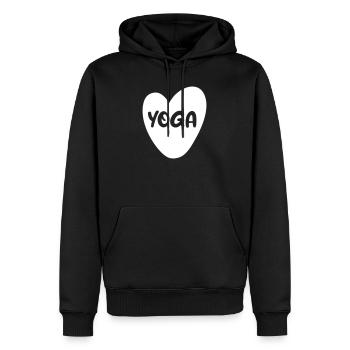 I love Yoga Herz Liebe Meditation Hobby Fan Om - Männer Premium Bio Hoodie - Schwarz - Vorne - Nico (187cm)