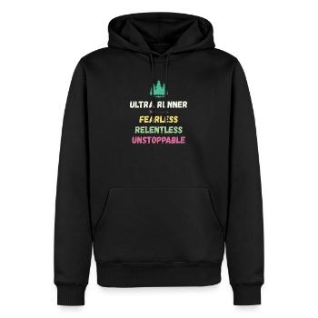 Ultra Runner - Intrépide. Implacable. Imparable. - Sweat à capuche Premium bio Homme - noir - Devant - Nico (187cm)