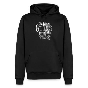 So long and thanks - Männer Premium Bio Hoodie - Schwarz - Vorne - Nico (187cm)