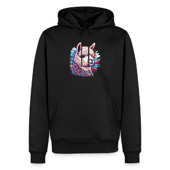 Alpaca - Men’s Premium Organic Hoodie - black - Front - Nico (187cm)