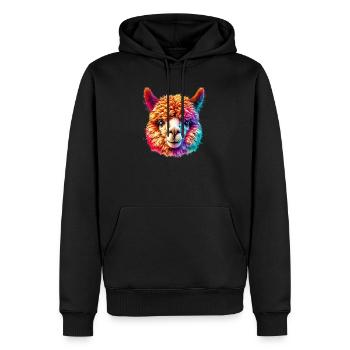 Alpaka - Männer Premium Bio Hoodie - Schwarz - Vorne - Nico (187cm)