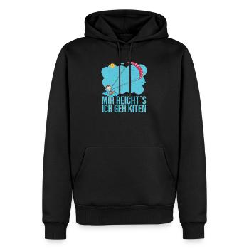 Mir reicht es ich geh kiten das ist mein Hobby - Männer Premium Bio Hoodie - Schwarz - Vorne - Nico (187cm)