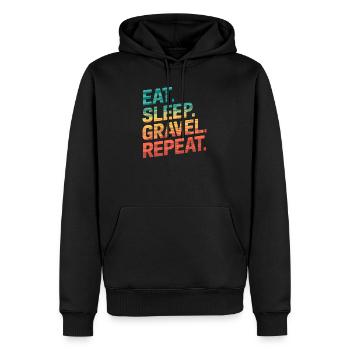 Rétro coucher de soleil voyage citation design - Sweat à capuche Premium bio Homme - noir - Devant - Nico (187cm)